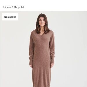 NAADAM Brown V-Neck Sweater Dress